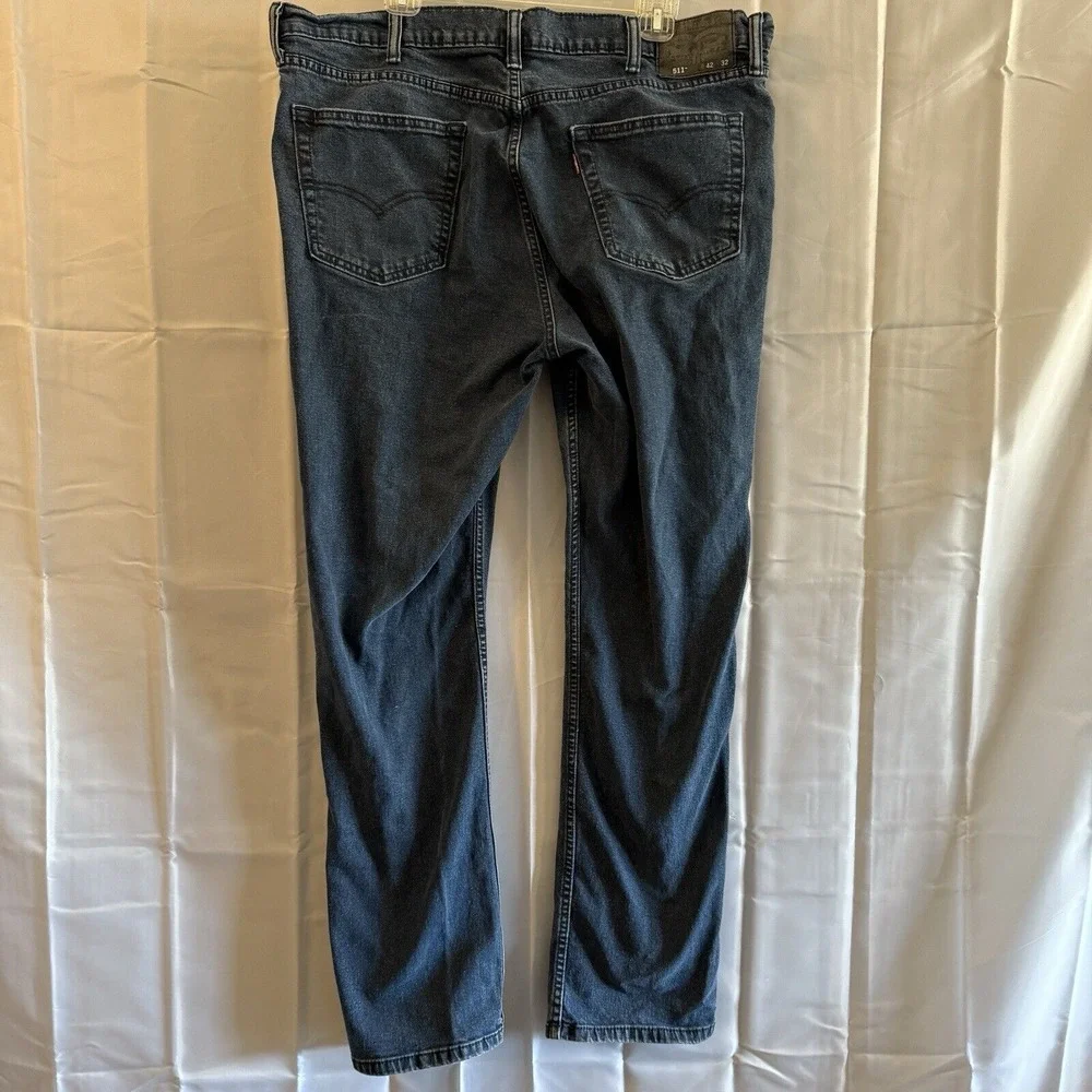 Levi's Jeans 511 Mens 42x30 Fit 42x31‎ Dark Wash Blue Slim Denim Black Tag